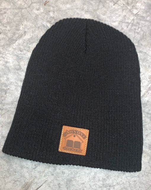 Black Knit Slouch Beanie with Patch - Ahnapee Brewery